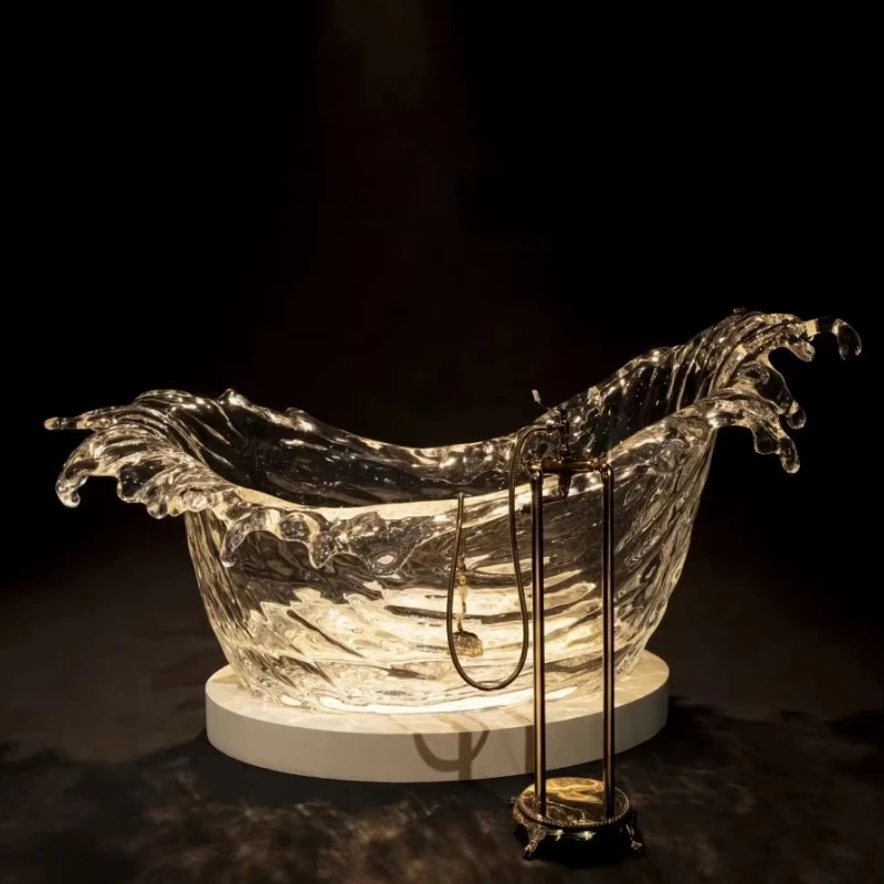 Stylish fish-shaped creative outdoor acrylic crystal furniture bathtub, available in size and color, cutting service available