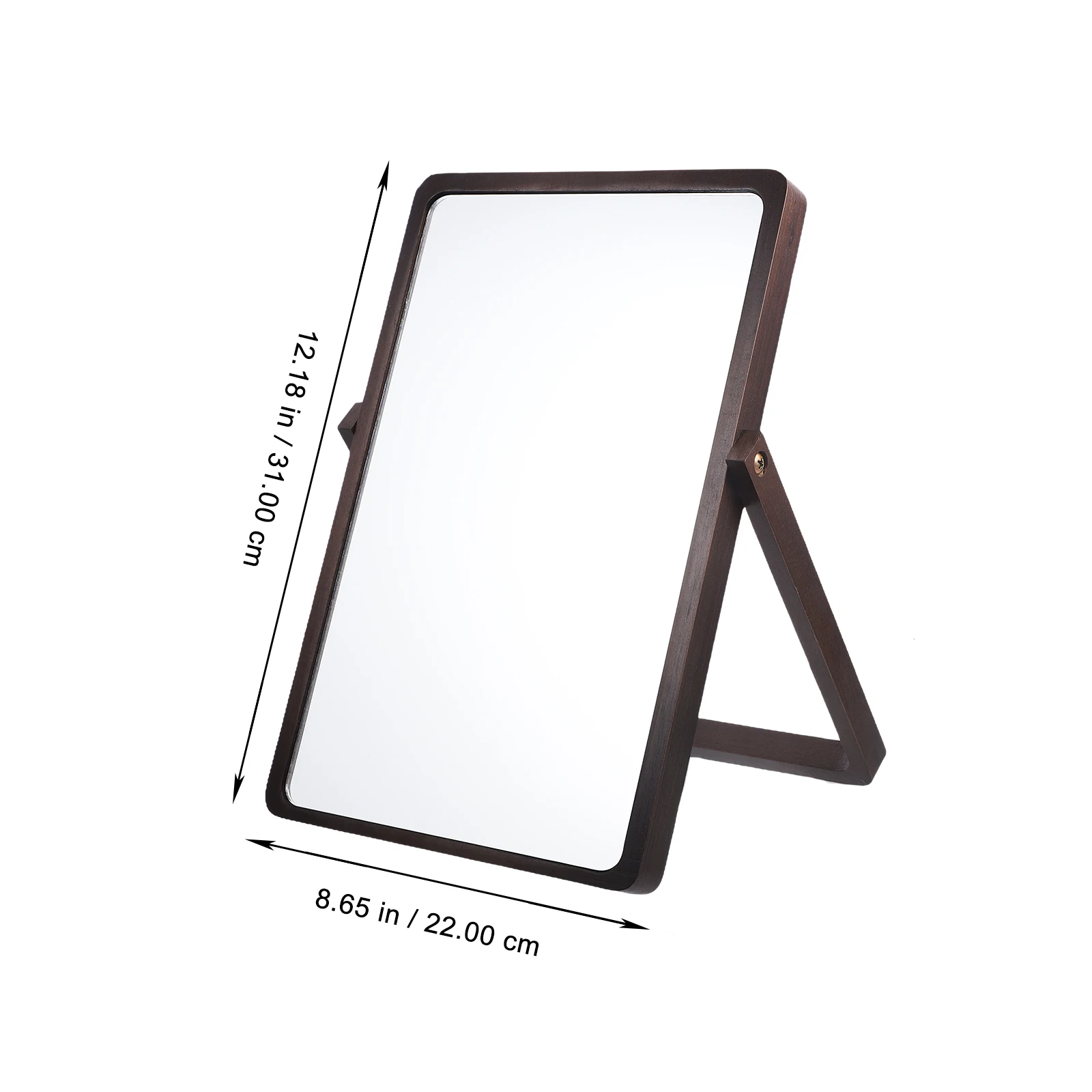 Espejo de maquillaje de escritorio individual, diseño plegable de madera, espejo de mesa estable con reflejo de alta definición transparente para el hogar