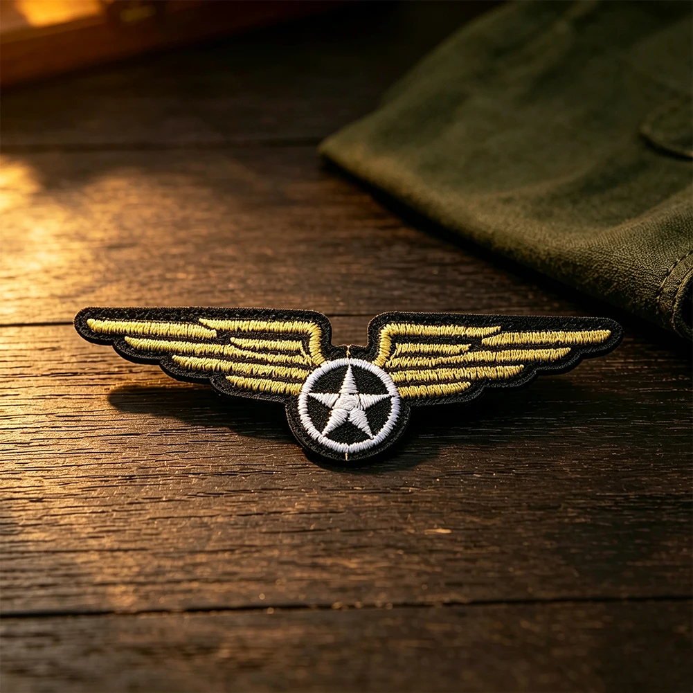 Tactical Pilot Wings Embroidered Patch Brooch Air Force Style Star Badge DIY Jacket Cap Backpack Decoration Accessories