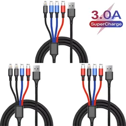 3-In-1 / 4-In-1 USB Cable Type C Usb Micro For iphone Samsung Huawei Xiaomi Multi Port Multiple Charging Wire