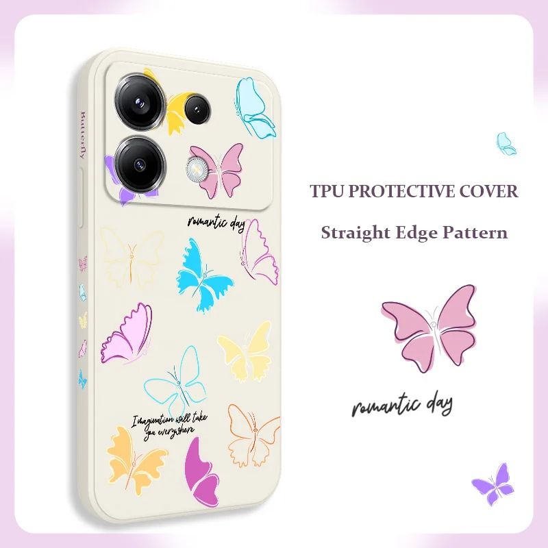 

Neon Butterfly Phone Case For Xiaomi Poco F7 X7 X6 F6 M6 M5 M5S F5 X5 F4 X4 M4 F3 M3 X3 Pro GT Silicone Cover