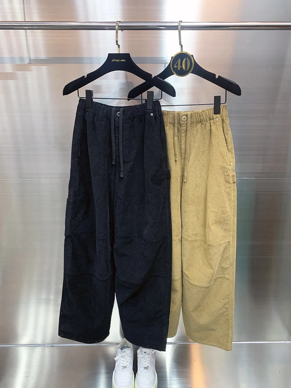 

Slimming Wide Leg Pants Casual Loose Fit Corduroy Long Trousers High Waist Workwear Sle Two Colors Available for Women