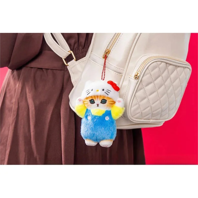 12Cm Kawaii Mofusand Cross-Dressing Sanrio Hello Kitty Kuromi Hanyodon Plush Keychain Pendant Anime Plush Doll Backpack Pendant