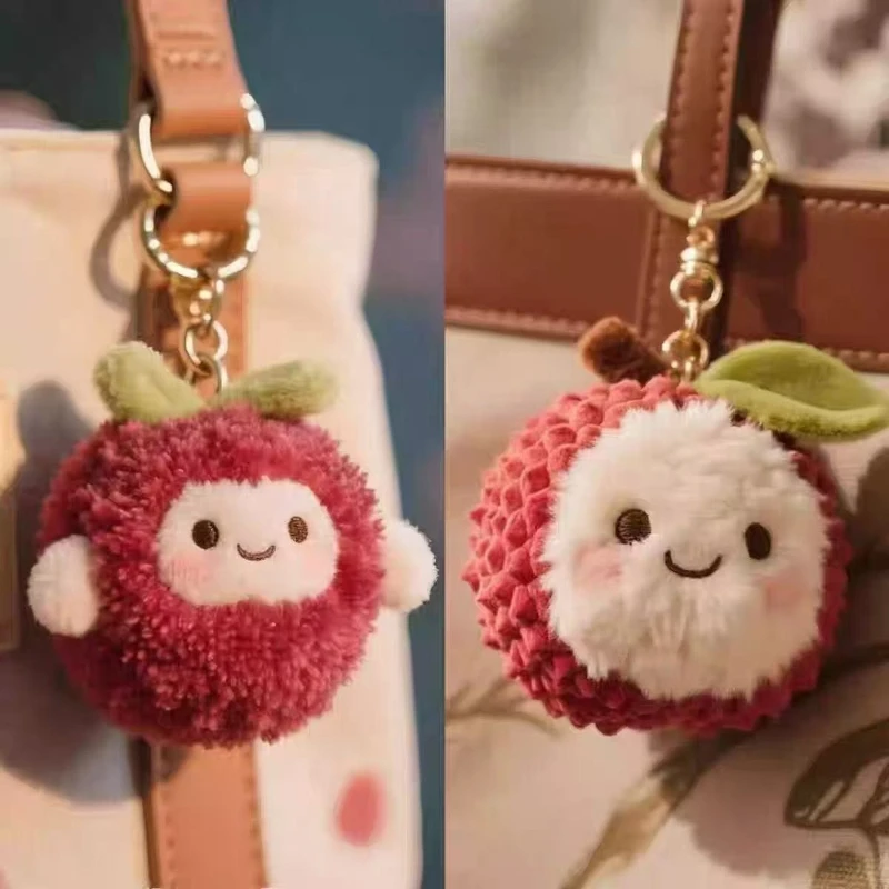 

New Plush Lychee Key Chain Cute Fruit Plushies Keychain,Soft Stuffed Plush Keyring Toys for Backpack Purse