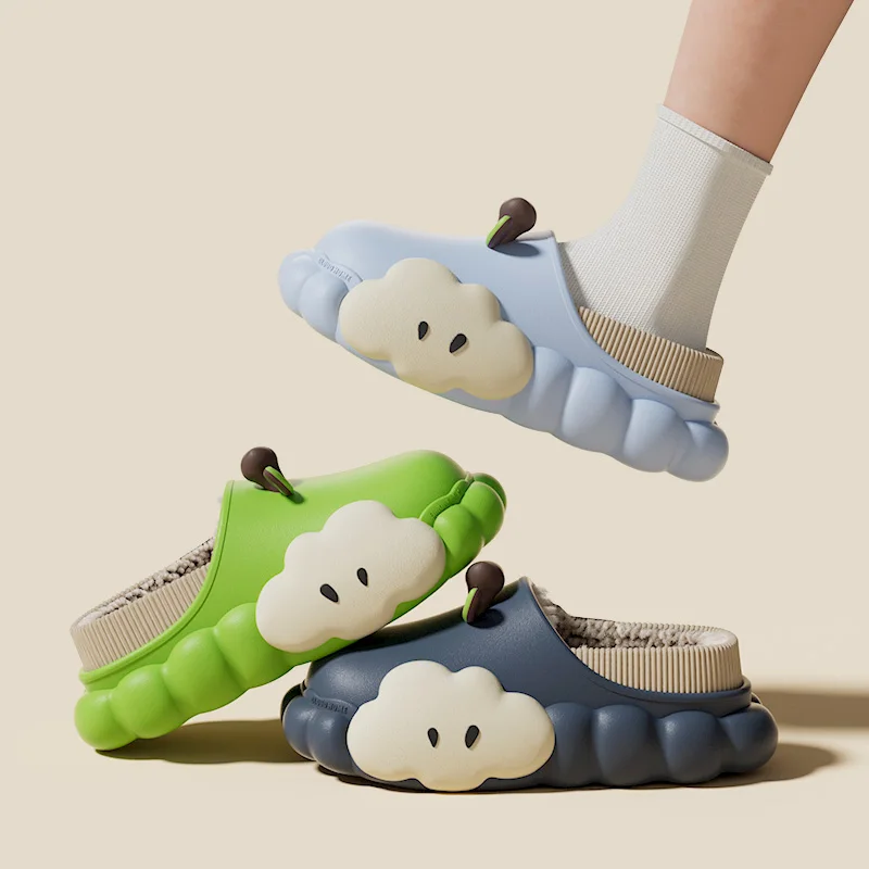 

Warm cotton shoes for women in winter with thick velvet home bag and couple cotton slippers, all wrapped in plush outer wear