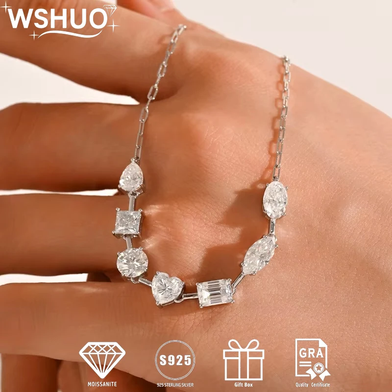 

Ожерелье из муассанита с огранкой «сердце», 7 карат, 100% серебро 925 пробы, роскошное ювелирное украшение с 7 камнями для женщин, для свадьбы, вечеринки, подарок