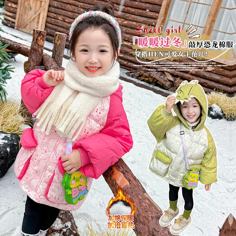 

Kawaii модная теплая пуховая хлопковая куртка для девочек, пальто, топы, студенческая зимняя повседневная утепленная куртка на молнии с капюшоном, детская одежда