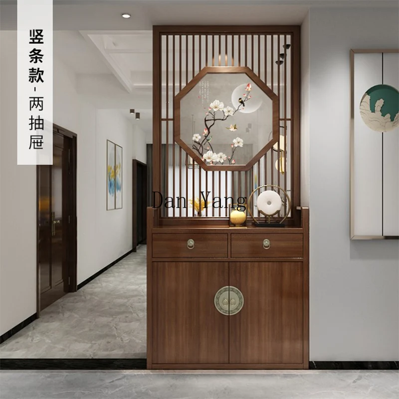 LAB Chinese solid wood screen partition, living room entrance, facing the door, blocking shoe cabinet, dining side cabinet