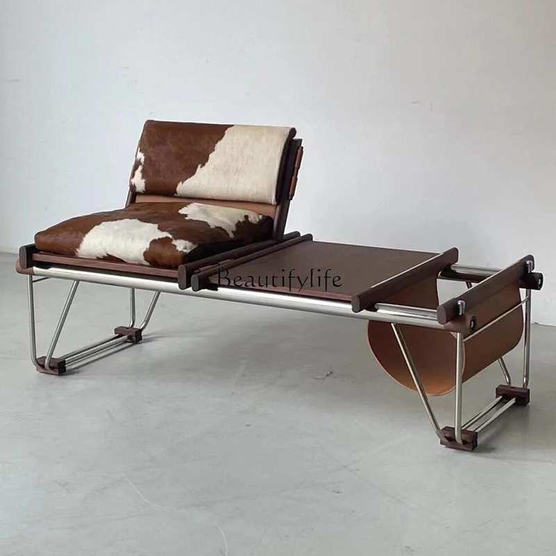 

*Italian walnut solid wood leisure chair medieval simple luxury bench villa
