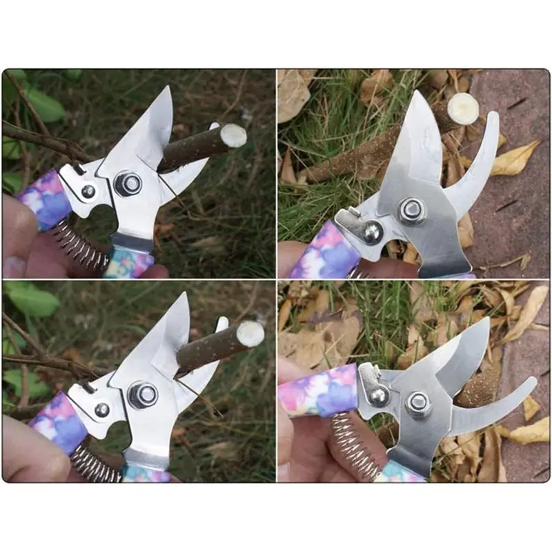 ABGG-Garden Tool Set 5 Piece Stainless Steel With Carrying Case, Floral Pattern Grass Flower Branch Trimmer Trimming Kit