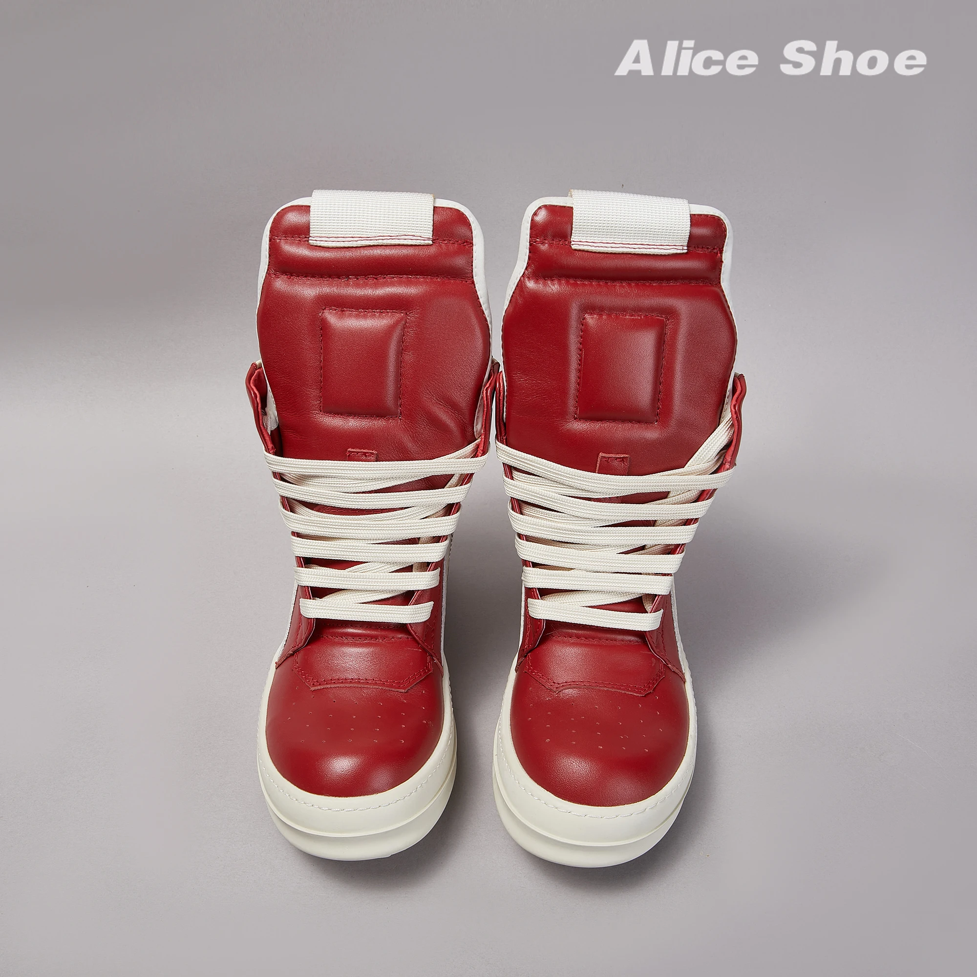 Ricks scarpe da uomo Casual High Top Sneaker da donna stivaletto rosso di qualità owen Geobasket Zip in pelle stringata scarpa piatta con suola