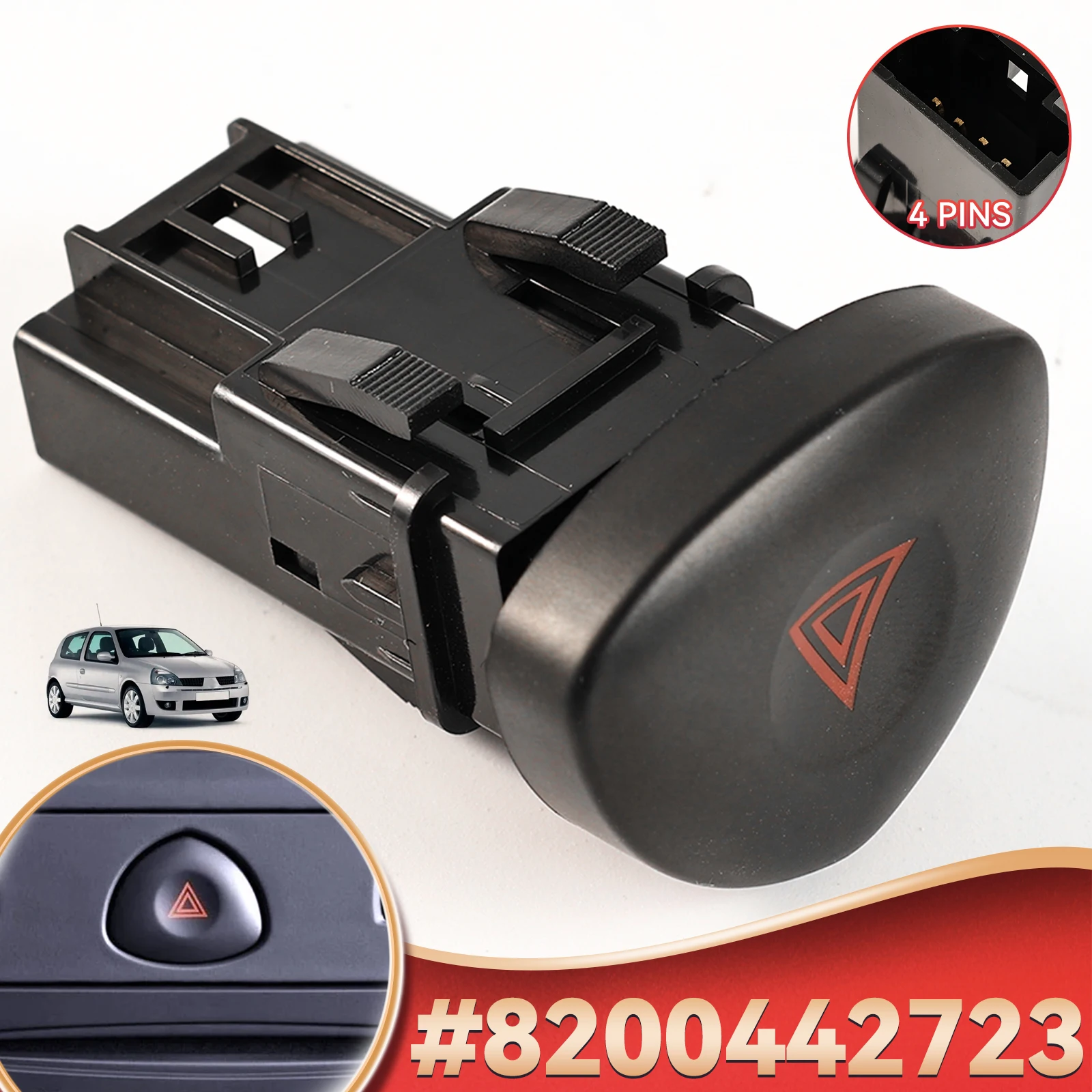 

Car Hazard Emergency Light Flasher Switch Button Fit for RENAULT Clio II 2 Hatchback 2001-2006 Car Repair 8200442723 82000060036