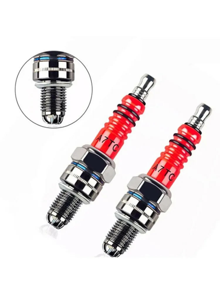 Racing 3-Elektroden 10mm Zündkerze A7TC Passend für GY6 50CC 110CC 125CC 150CC ATV Roller Dirt Bike Go-Kart Motorrad Zubehör