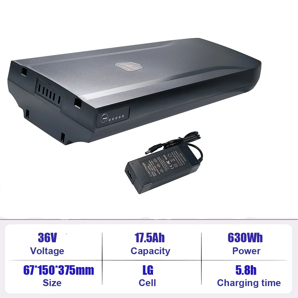 Ebike Achterdrager Batterij 36V 37V 14Ah 518Wh Li-Ion Batterij Phylion EBG370-140H1S24 voor MBM E828 INDIANA Pulse M20 M21 M22