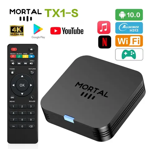 Mortal TX1-S Android 10 Mini Streaming TV Box 2.4G WIFI 4K HDR 16GB Quad Core Allwinner H313 Global Google&YouTube Media Player