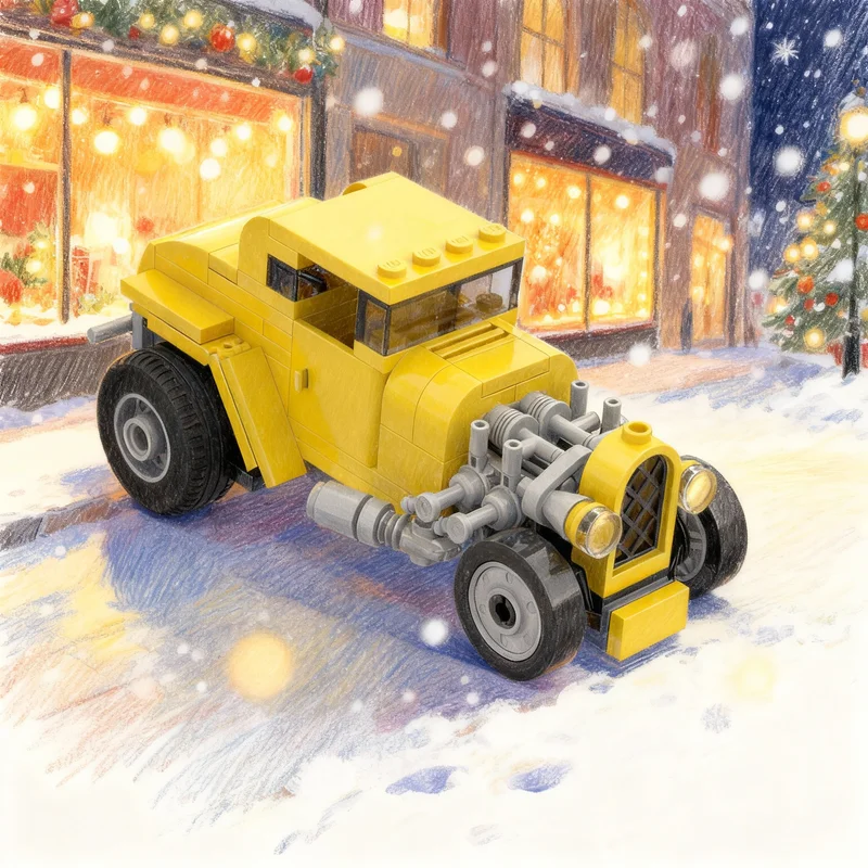 117pcs MOC City Champions Forded Coupe American Graffiti Model Toys Building Blocks Construction Christmas Gift Kids DIY Idea
