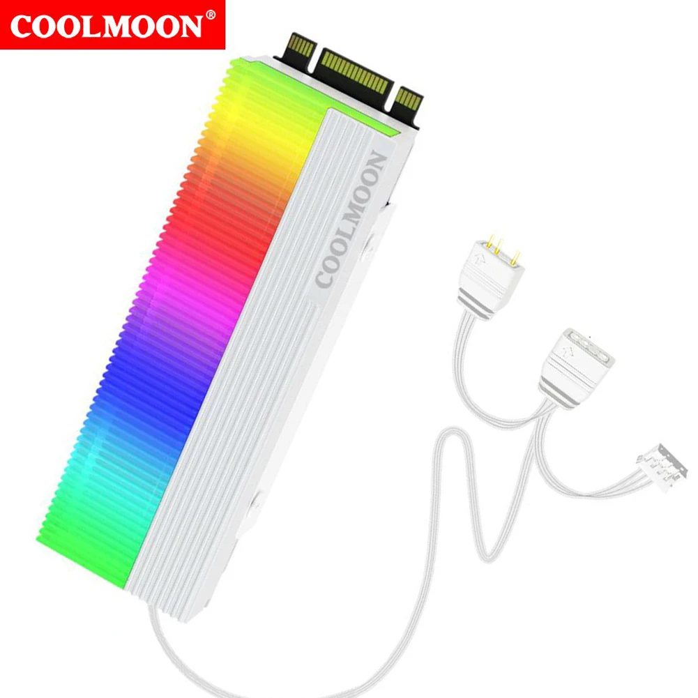 

M.2 2280 SSD Heatsink Cooler Dual Interface Solid State Disk Radiator with Thermal Pad 5V 3PIN ARGB for 2280 M.2 SSD
