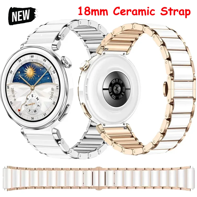 18mm Ceramic+Metal Strap For Huawei Watch GT6/5/4 41mm Delicate Bracelet Huawei Watch 5-GT5 Pro 42mm/Xiaomi Watch S4 41mm Correa