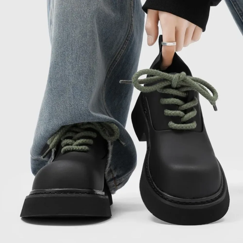 

Мужские туфли дерби Весна 2026: повседневные, с массивным носком, на толстой подошве, в гонконгском стиле, модные, кожаные, для работы и отдыха