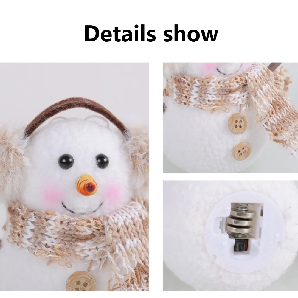 Kawaii LED ضوء عيد الميلاد ثلج مع وشاح مخطط DIY عيد الميلاد دمية قلادة وشاح دمية أفخم ثلج هدية #5