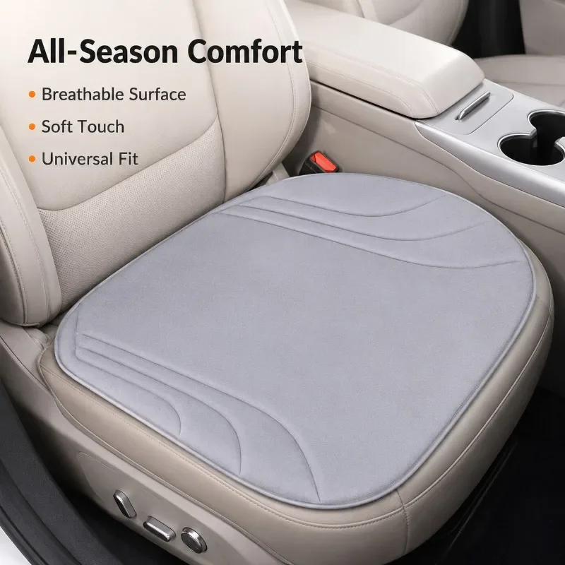 Universal Car Seat Cushion Faux Suede Breathable Anti-Slip One-Piece Molded Seat Pad All-Season Auto Interior Protector Mat