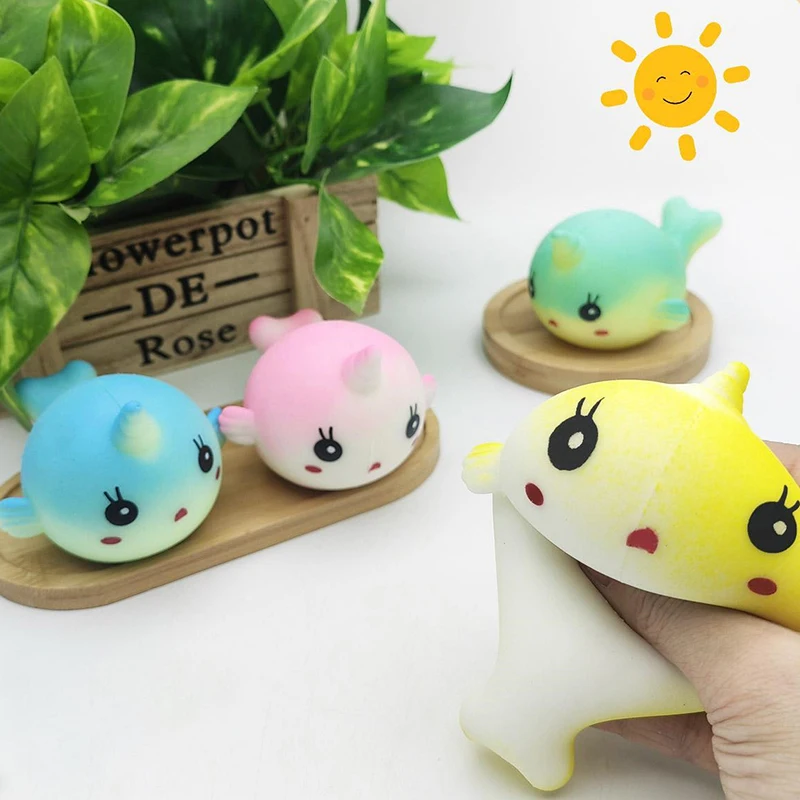 Random Style1 PC TPR Unicorn Whale Stress Relief Squishy Toy Fidget Toy Small Animals Reduce Pressure Toy Soft And Sticky Toy