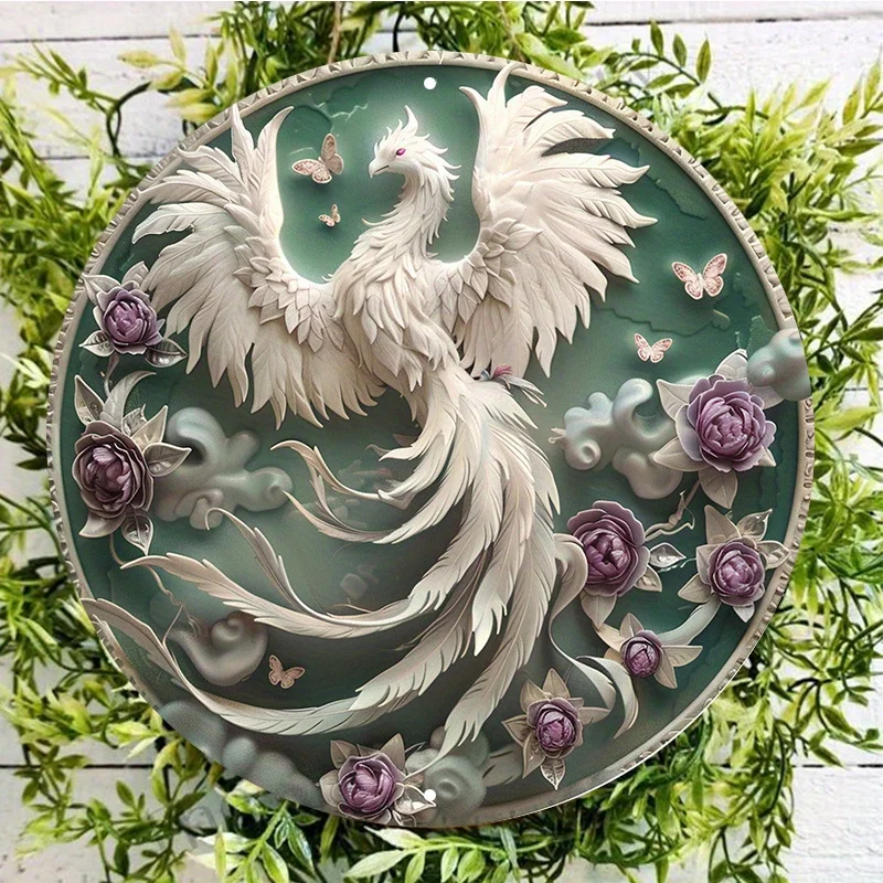 Aluminum Phoenix Wall Sign, 3D Visual Effects, High-Definition Printing, Weather Resistance Garden Decorations, Home Decor