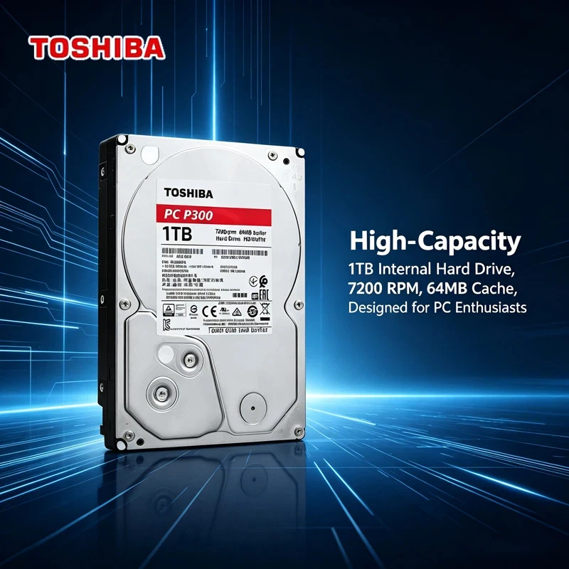 Disco Duro de Escritorio Toshiba P300 HDWD110 de 1 TB, 7200 RPM, SATA3, Disco Rojo de 3.5 Pulgadas, Alta Velocidad y Rendimiento Estable