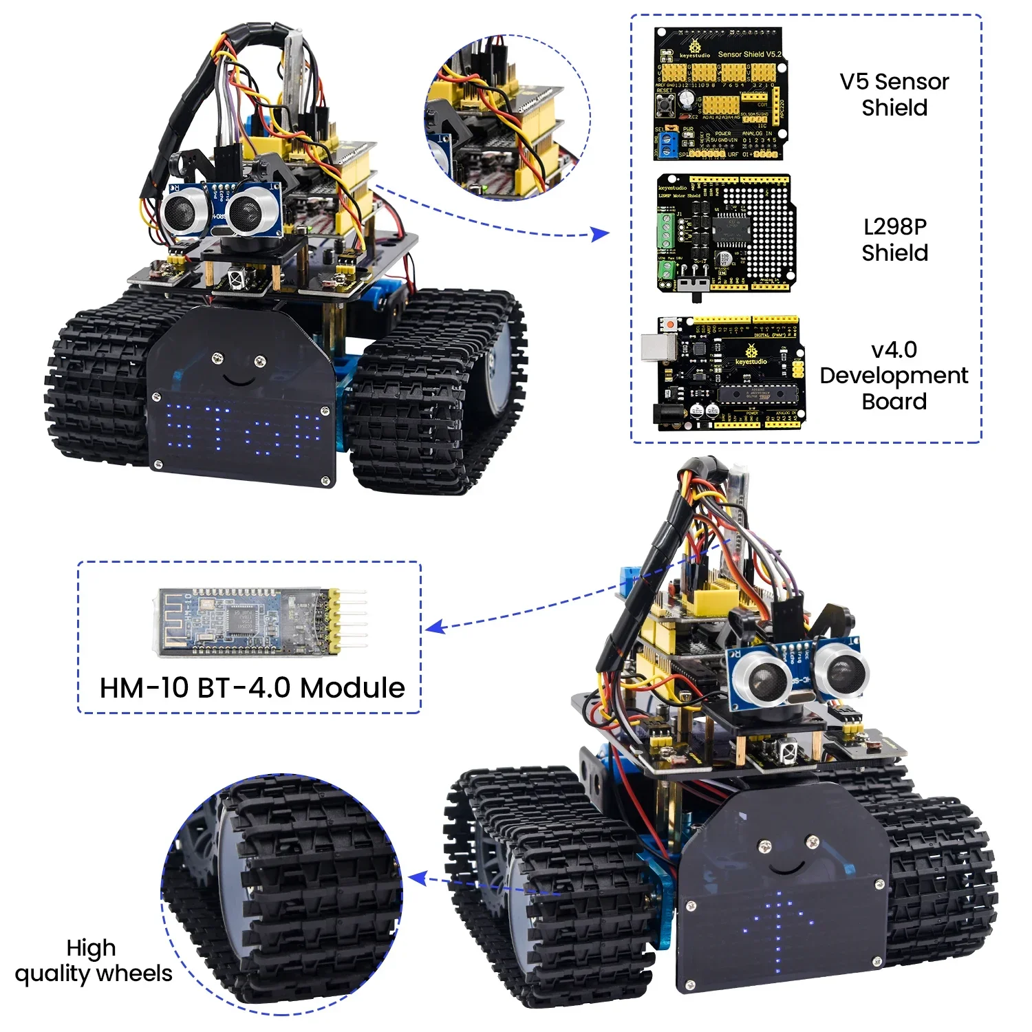 DIY Electronic Toy Educational Toy Mini Tank V2.0 Smart IR and BT/APP Control Robot Car Kit Stem for Arduino