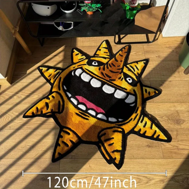 VIKAMA cartoon sun monster shaped carpet anti slip soft floor mat bedroom living room entrance door fun home decoration foot mat