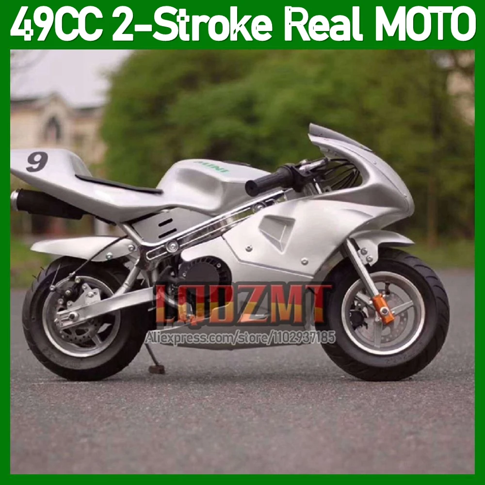 49CC/50CC 2Stroke Gasoline Motorcycle Purple Rose White Silvery Golden Gold Brown Grey Flames Pocket Bike Racing Motorbike MOTO