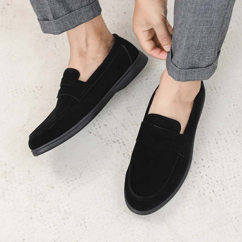 

Genuine Leather Men Casual Shoes Luxury Brand Breathable Slip on Plus Size 39-45 Black Driving Shoes Soft Men Loafers Moccasins