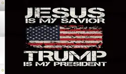 Jesus is My Savior Trump is My President flag 3x5 Ft,Donald Trump 2024 Flags Tapestry,Durable and Fade-Resistant