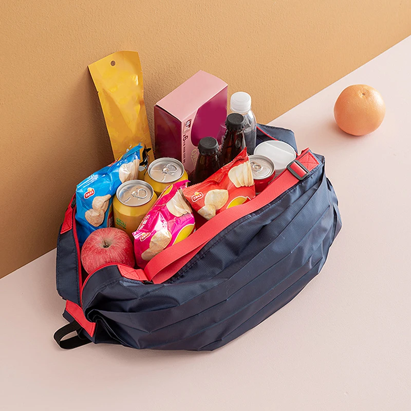 Reusable Foldable Shopping Bag Pink Waterproof Oxford Cloth Travel Beach Bag Supermarket Grocery Portable Storage Bag