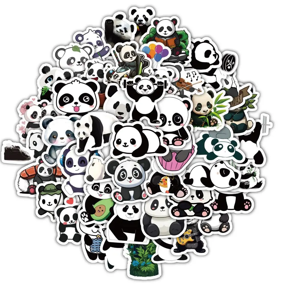 60Pcs/Set Cartoon Panda Stickers Hand Drawn Cute Phone Case Computer Diary Desktop DIY Decoration Waterproof Adhesive Sticker