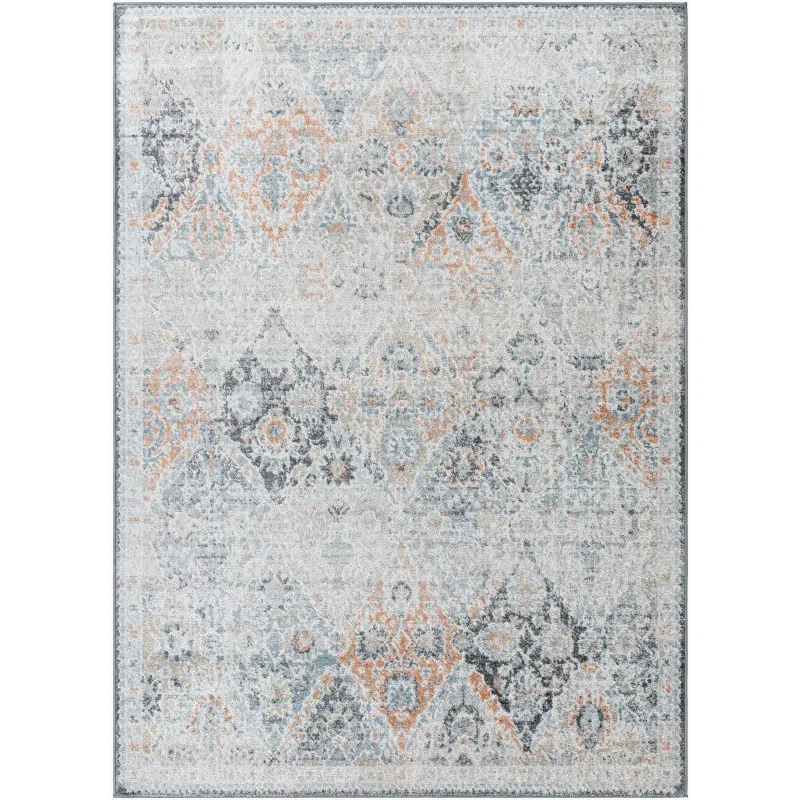 Vintage Traditional Oriental Boho Saffron Burnt Orange Area Rug Living Room Kitchen Dining Room Washable Area Rug Anti-Slip Mat