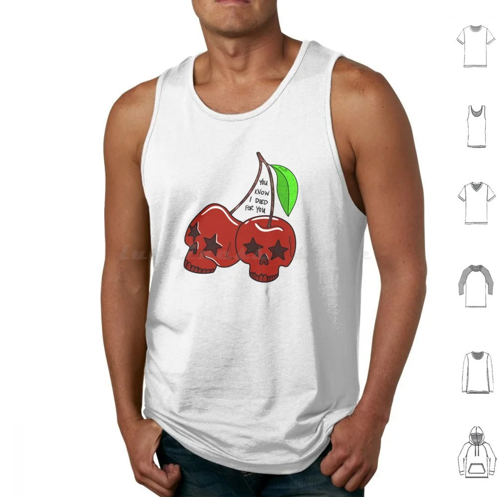 Cherry Red Waterparks Tank Tops Print Cotton Cherry Red Fandom Waterparks Awsten Knight Cherries Skull Pocketghost13 Sour
