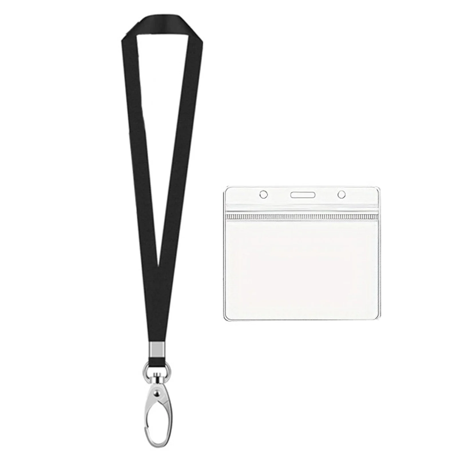 Lot de 10 porte-badges d'identification, protège-cartes en plastique transparent et imperméable avec cordon, idéal pour le bureau, l'école, le personnel et les employés, durable.