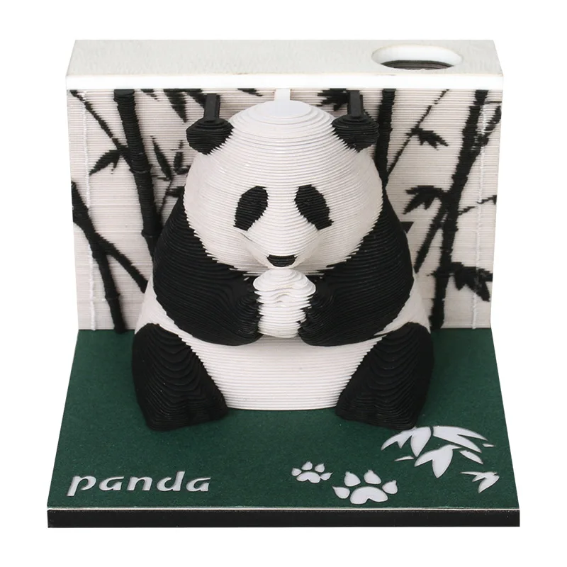 1Pc 2026 Family Panda Desk Calendar 3D Tear-away Calendar Paper Carving Art Memo Pad Notepad Christmas Gift For Home Decor