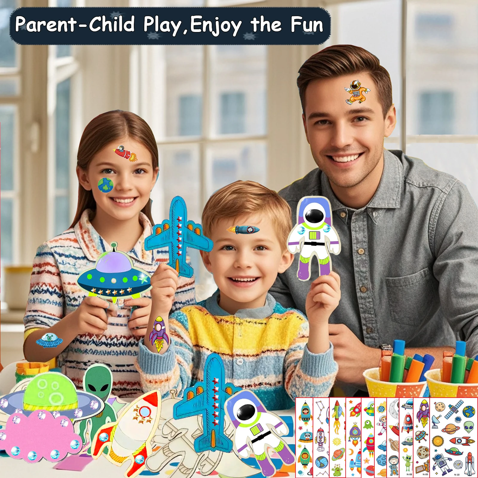 234PCS 우주 테마 나무 DIY 핸드메이드 세트, 우주 핸드메이드 세트, 생일 핸드메이드 세트, DIY 핸드메이드 세트, 공예 세트