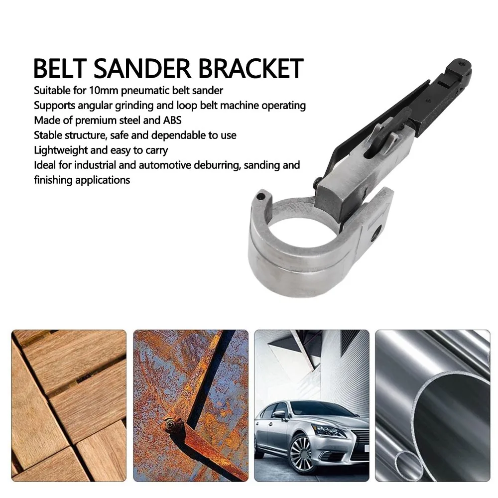 Durable Steel Belt Sander Bracket 10mm Shaft ABS Handle Belt Sander Adapter Sand Belt Machine Bracket Woodworking