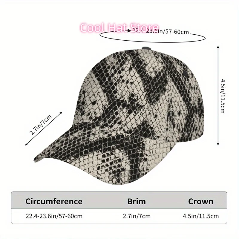 1pc Funky Snakeskin Mosaic Print Baseball Cap - Full-Body Snakeskin Pattern, Adjustable Snapback Hat with Bold 2D reptile Scale