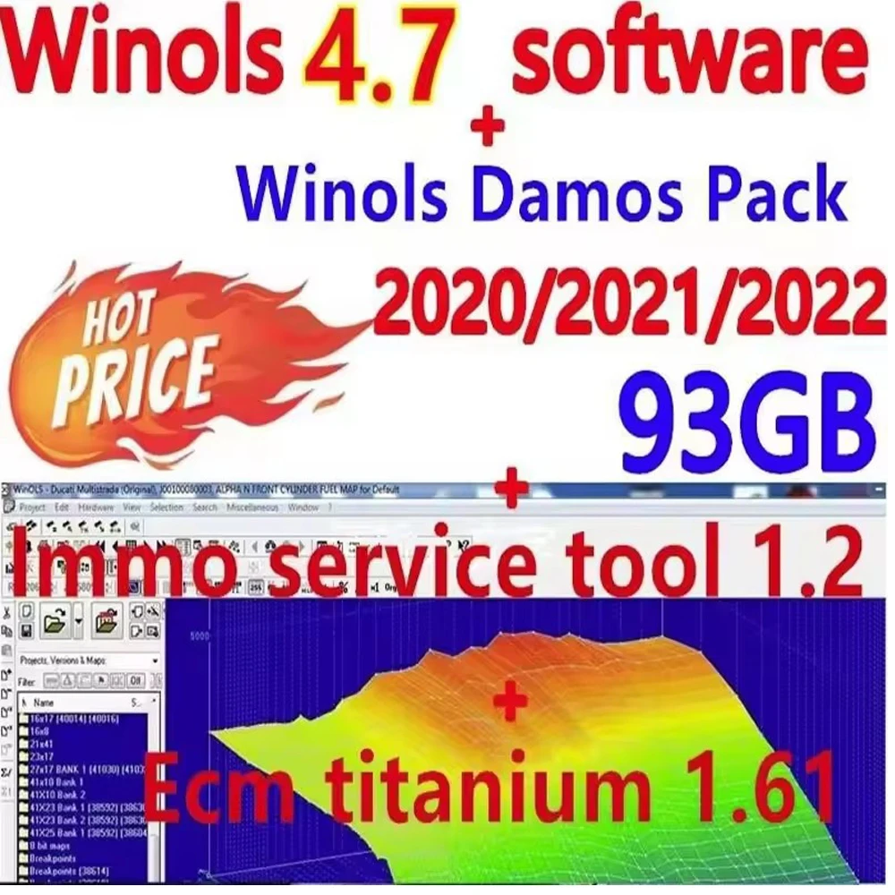 

2025 hot winols 4.7+ 93GB winols damos BIG PACK 2020 2021 + ECM TITANIUM 1.61 With 26000+ immo service tool v1.2 cars accessorie