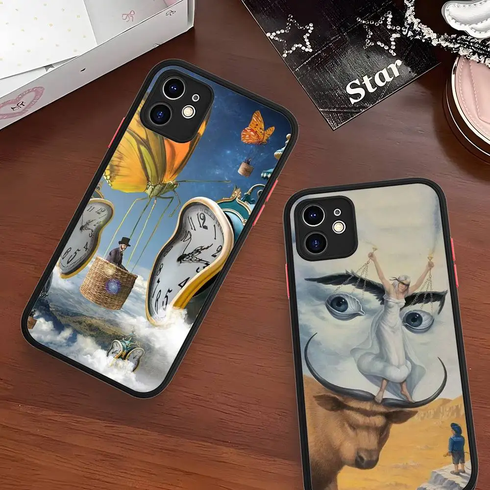 

Salvador Dali Painting For IPhone 11 12 13 14 15 16 Pro Max Plus X XS MAX Shockproof Matte Back Cover