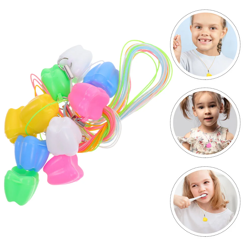 10 Pcs Mini Box Tooth Storage Toddler Kids Necklace Cotton Thread Necklaces for Lost Teeth Boxes