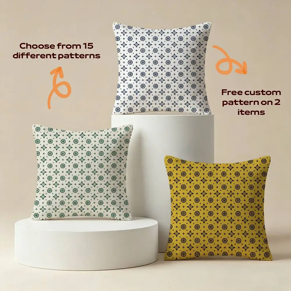 Classic Quatrefoil Monogram Pattern Square Sofa Pillow Cover Solid Color Living Room Home Decor Cushion Case