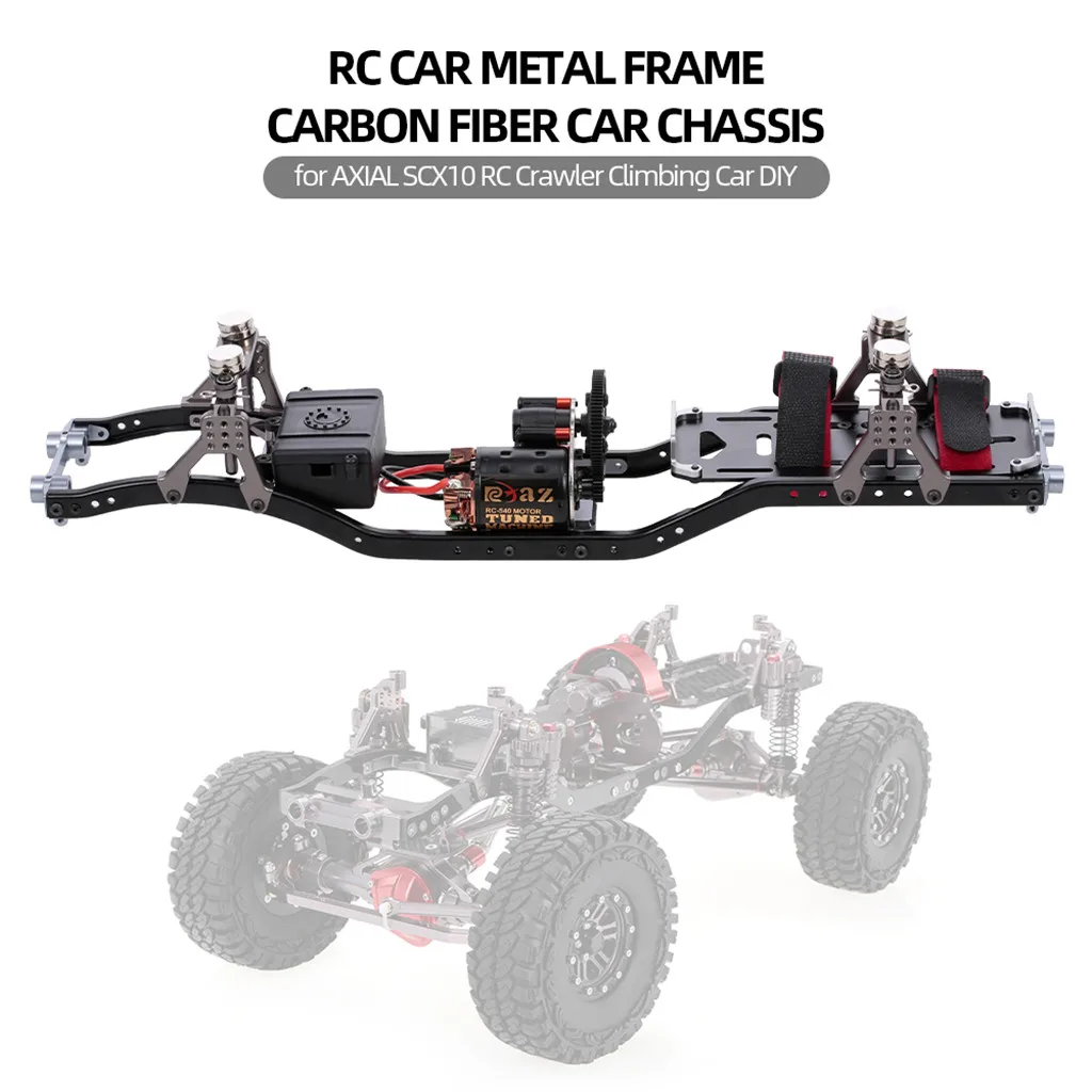 

RC Car Frame Carbon Fiber Metal Car Chassis Beam with 540 Motor for AXIAL SCX10 RC Crawler Climbing Car