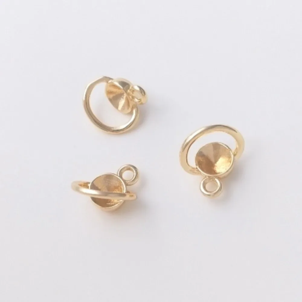 

1 шт. медные подвески 14 К золото цвет планета держатель для бусин кулон DIY липкий жемчуг пустой материал ручной работы ювелирные аксессуары