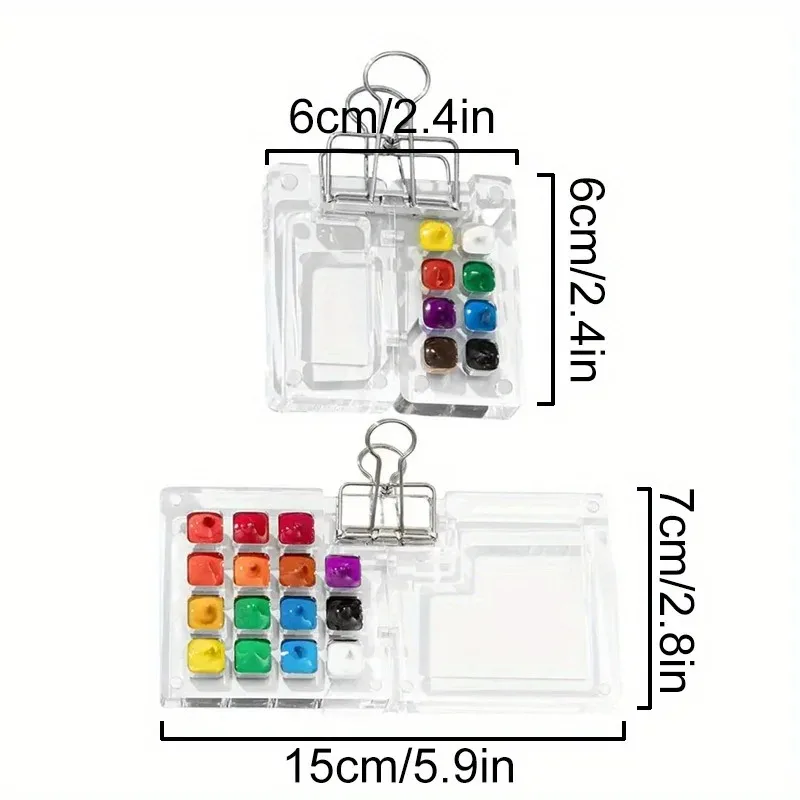 1Pc Acrylic Mini Watercolor Palette 8/15 Grids Portable Paint Box Travel Painting Tray Art Supplies