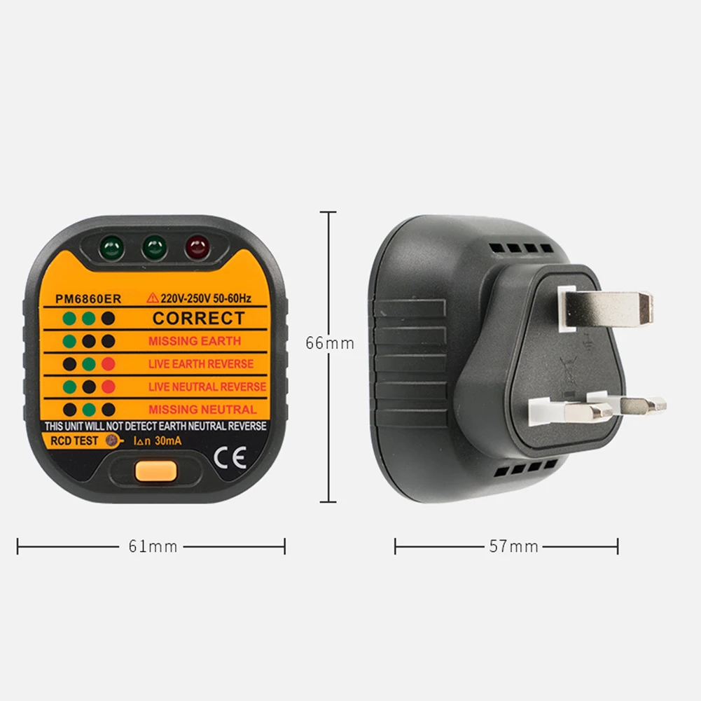 CATII V Circuit Polarity CATII V Circuit Polarity Voltage Outlet Socket Tester Detector GFCI RCD Test Function